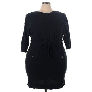 Lane Bryant 22/24 Black Dress Pockets Tie Waist Quiet Luxury Preppy Minimalist